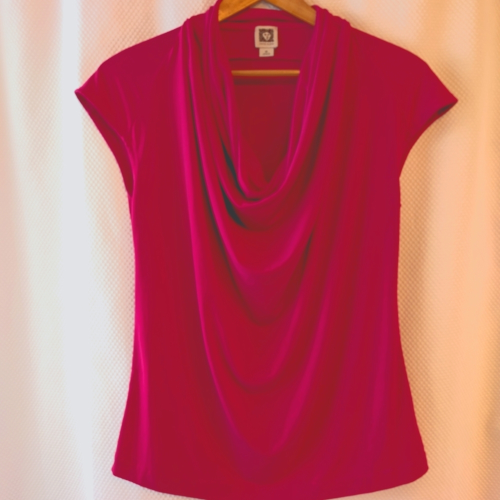 Hot pink cowl neck sleeveless top